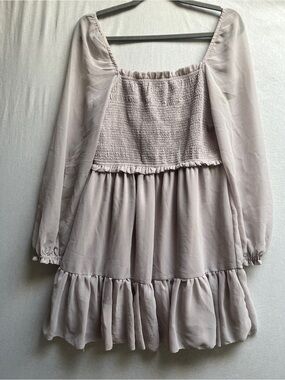 Love Finn Plenty Smocked Bodice Long Sleeve Ruffle Mini Dress S